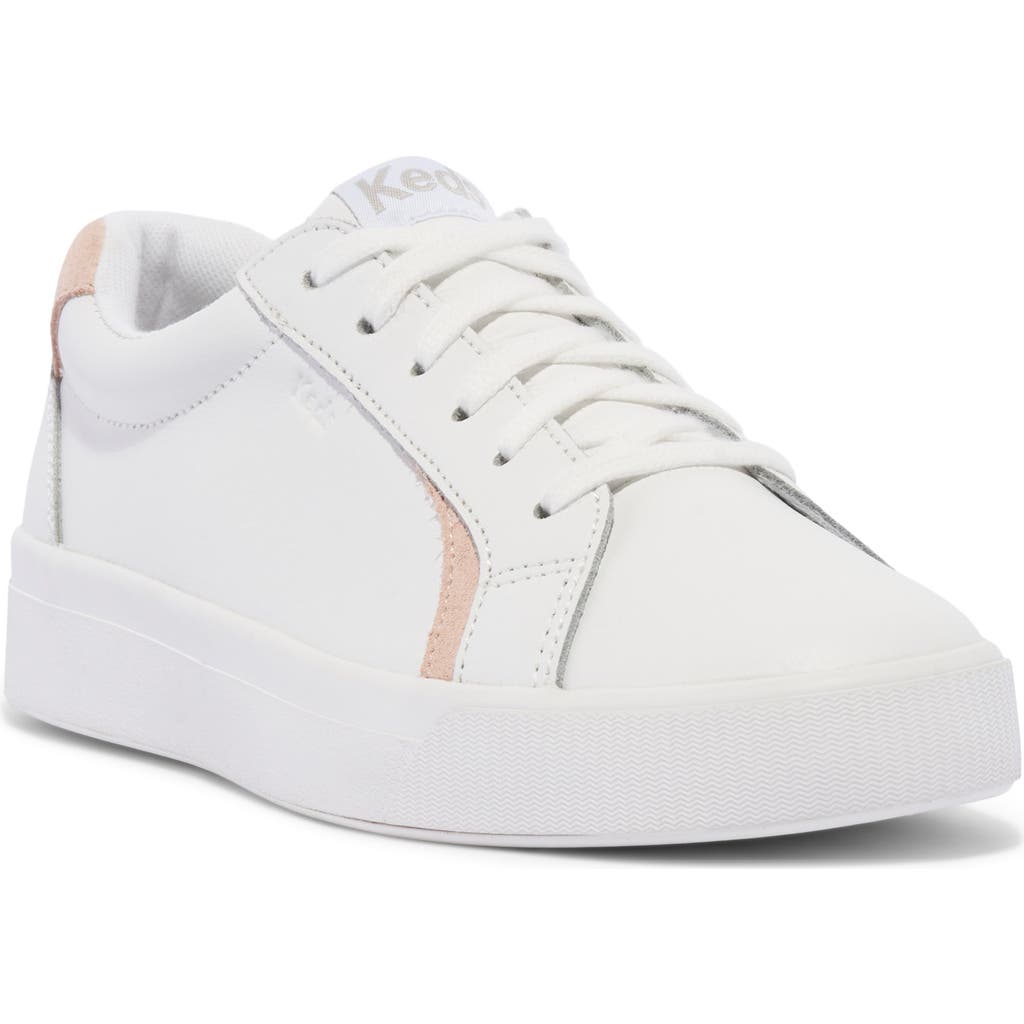Keds Pursuit Low Top Sneaker In White/light Pink Leather