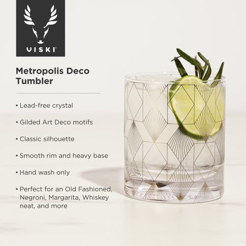 Viski Deco Crystal Tumbler In Clear