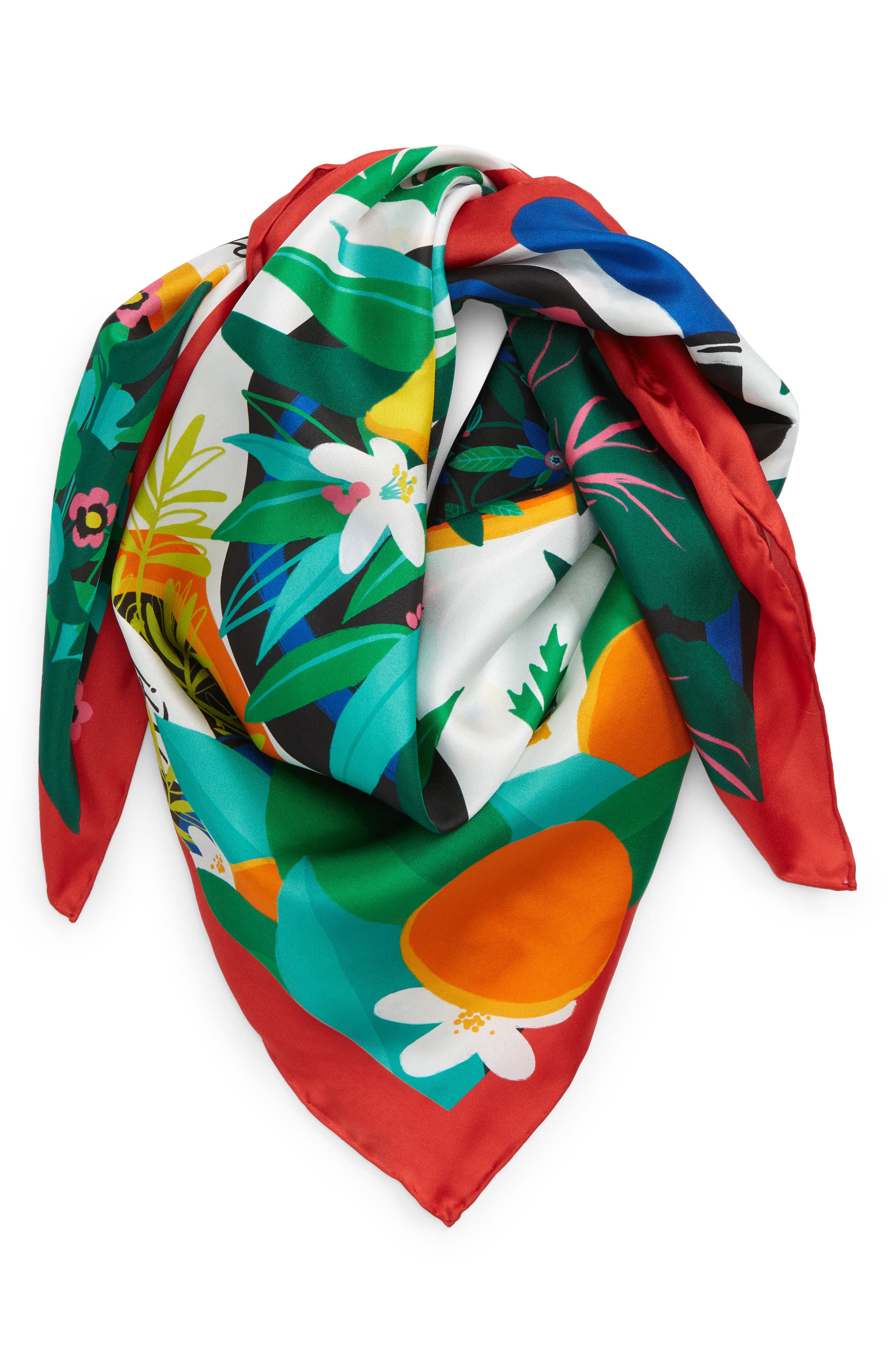 100% Silk Scarf Orange and Red Marble coloured