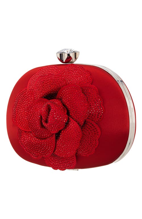 Nina Flores Frame Clutch In Red Rouge