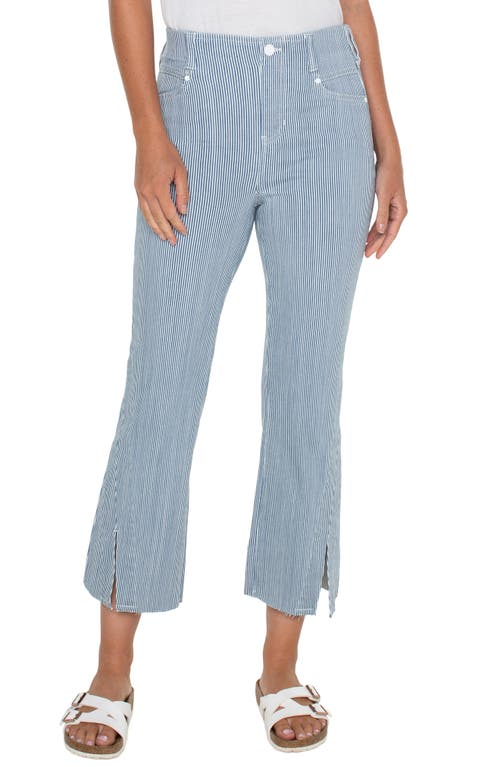 Liverpool Los Angeles Gia Glider Stripe Split Hem Crop Flare Pull-On Pants Chambray at Nordstrom,