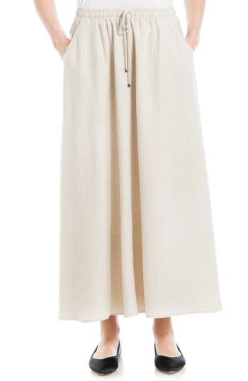 Max Studio Textured Crop Maxi Skirt In Heather Oatmeal