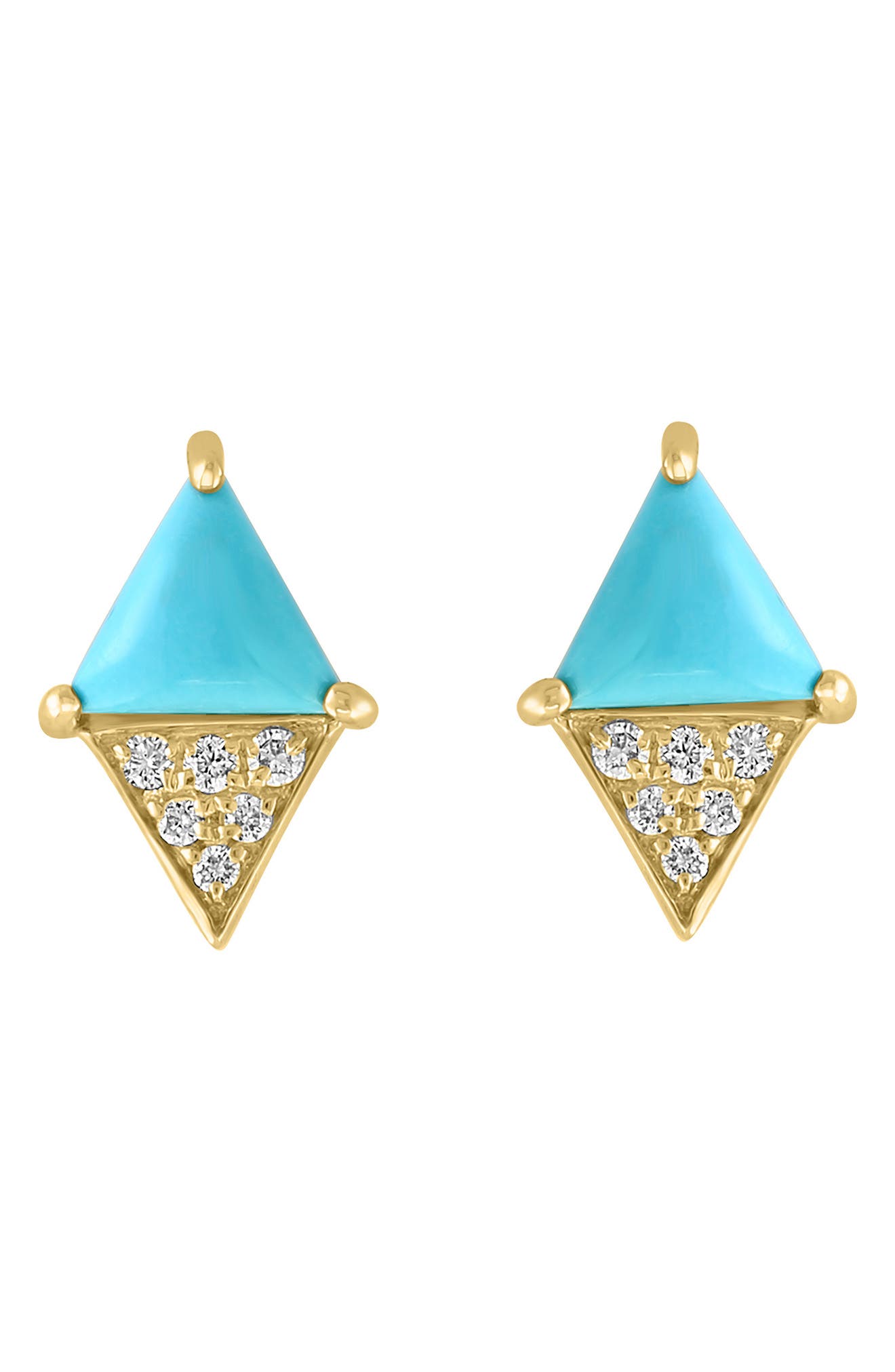 EFFY 14K Gold Diamond & Turquoise Stud Earrings Nordstromrack