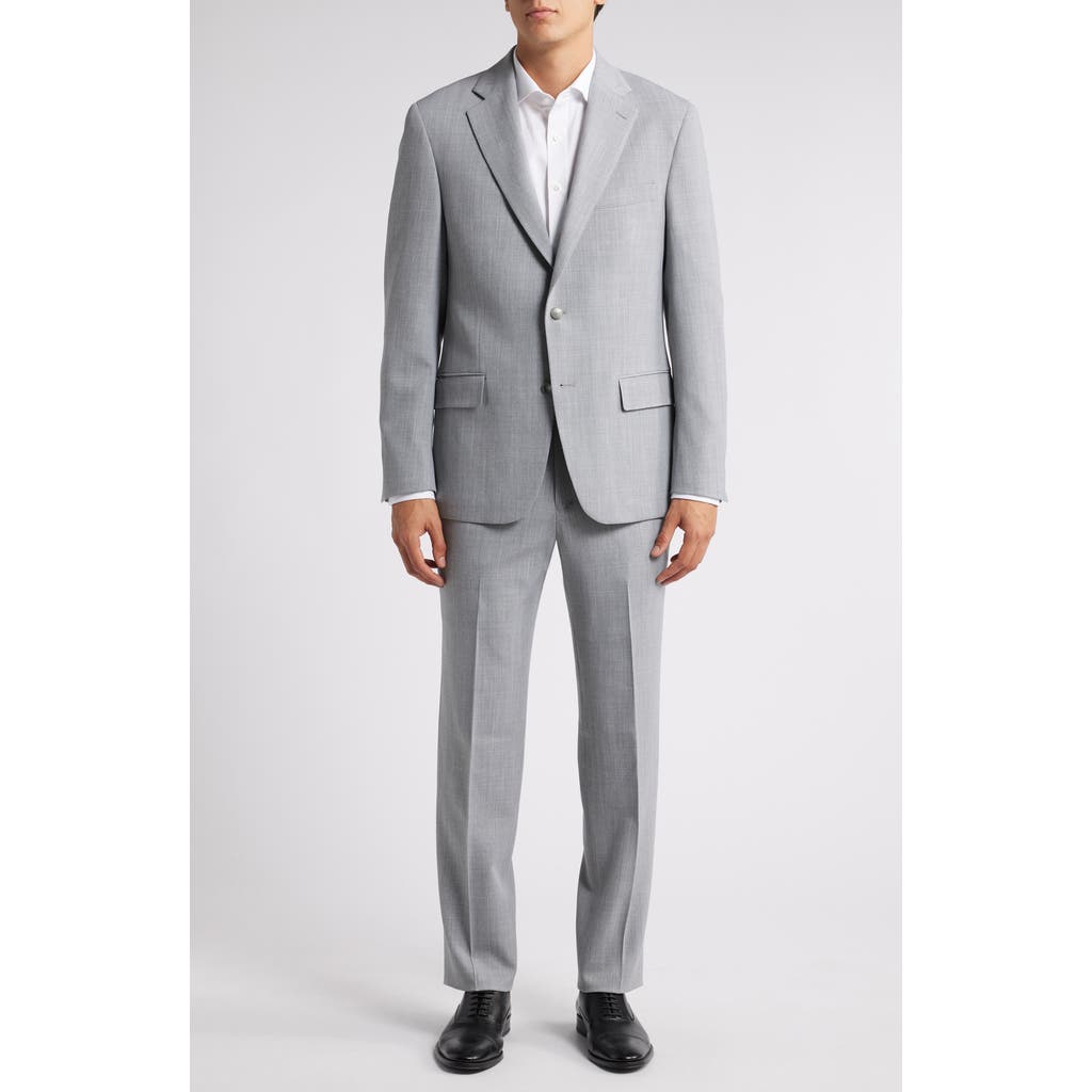 Vince Classic Heathered Grey Stretch Wool Suit In Light Grey