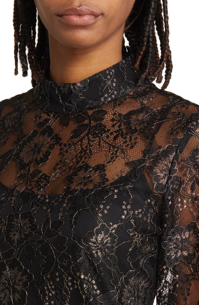 Charles Henry Floral Lace Long Sleeve Minidress | Nordstrom