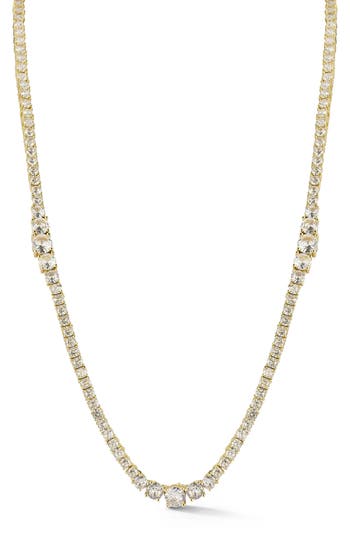Chloe & Madison Chloe And Madison Plated Cz Graduated Tennis Necklace In Gold