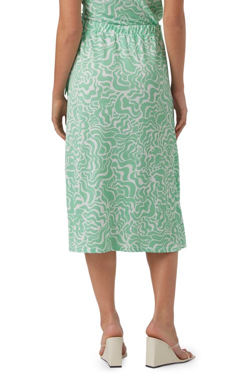 Shop Vero Moda Frida Faux Wrap Midi Skirt In Jade Cream Aop Frida