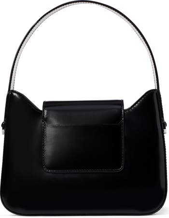 Women's Italian Leather Convertible Crescent Shoulder Bag in Black by Quince
