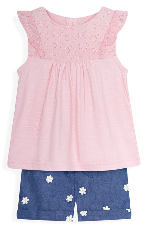 Pretty Embroidered Top & Daisy Shorts Set (Baby)