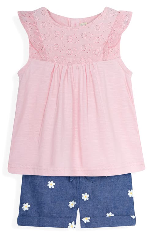 Shop Jojo Maman Bébé Jojo Maman Bebe Pretty Embroidered Top & Daisy Shorts Set In Pink