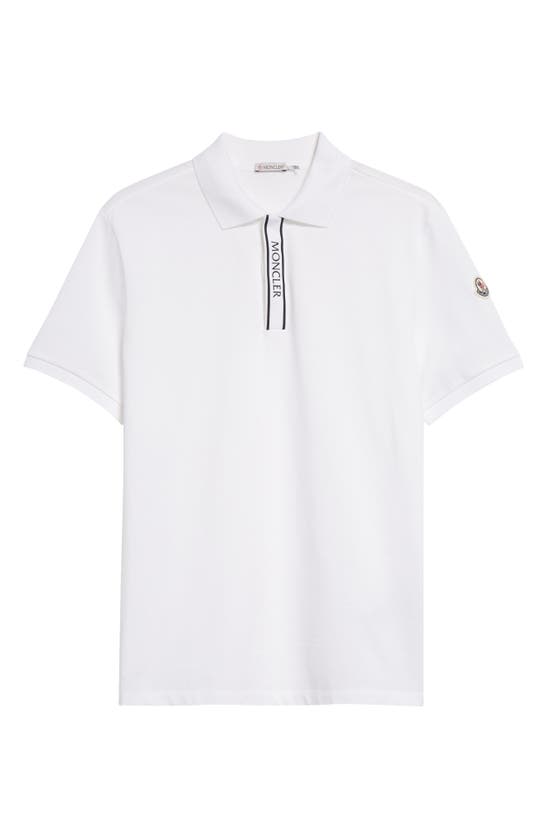 Shop Moncler Short Sleeve Cotton Polo In White