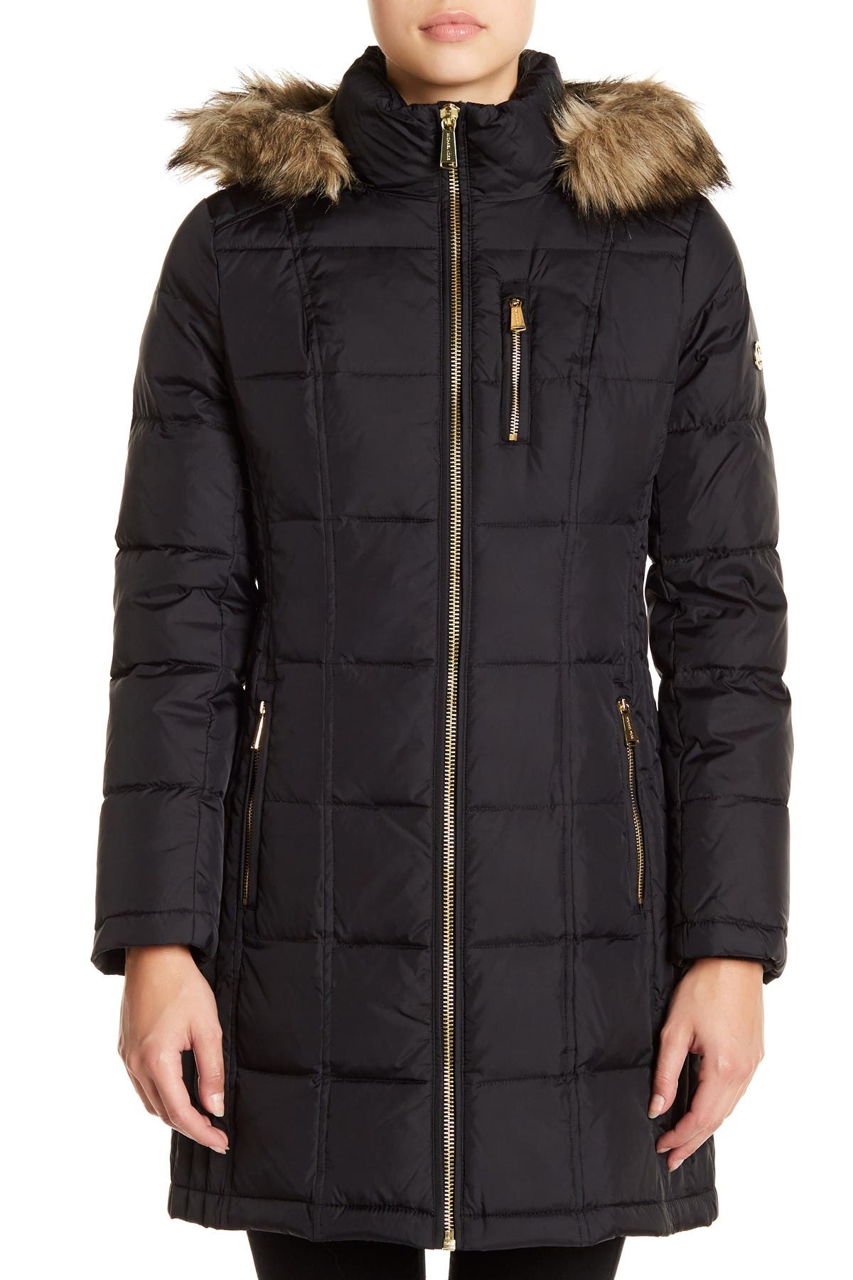 MICHAEL Michael Kors | Full Zip Faux Fur Trim Puffer Jacket | Nordstrom ...