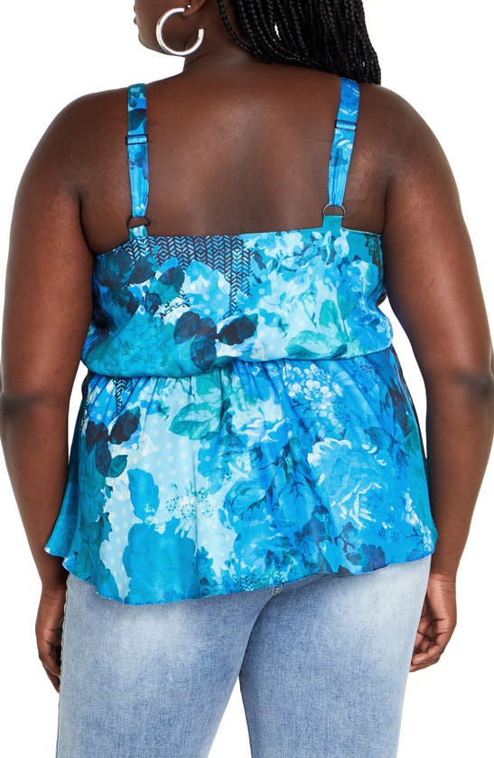 Shop City Chic Serena Twist Floral Tank In Blue Beauty