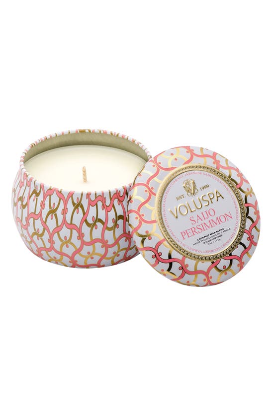 Voluspa Maison Blanc Saijo Persimmon Petite Decorative Tin Candle, 4 oz