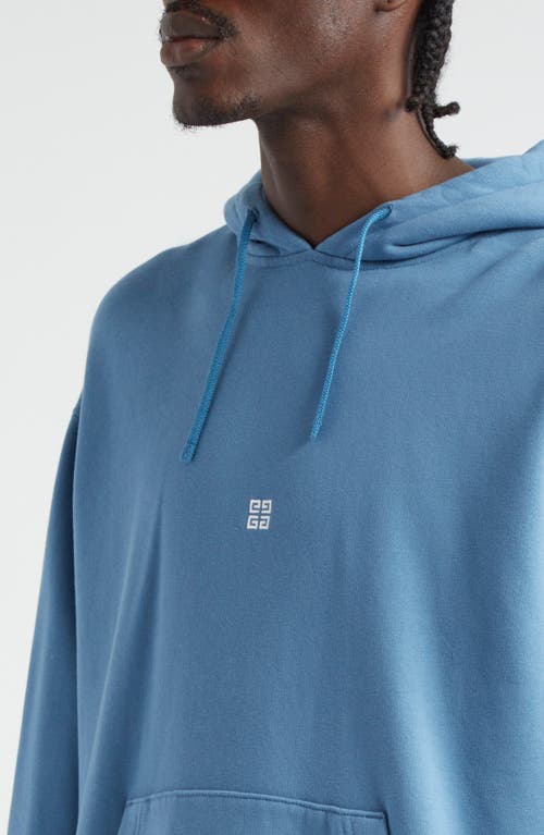 Shop Givenchy 4g Embroidered Cotton French Terry Hoodie In Blue/white