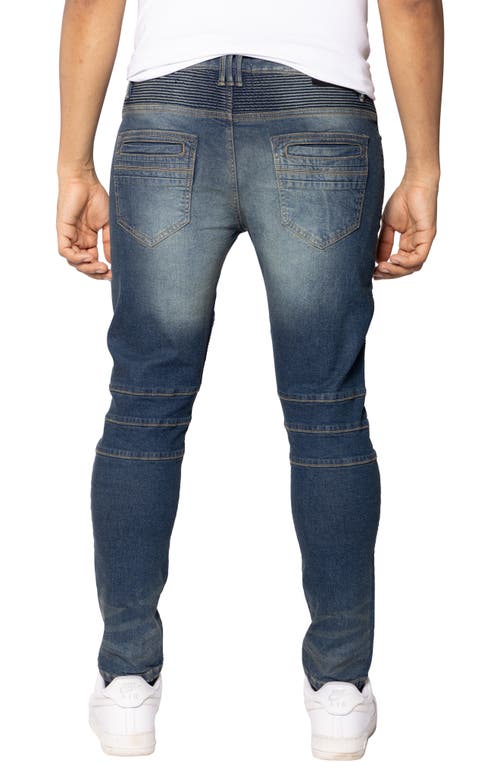 X-ray Xray Stretch Moto Skinny Jeans In Medium Blue Tint