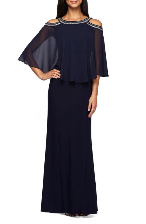 Alex Evenings Embellished Cold Shoulder Popover Formal Gown at Nordstrom,