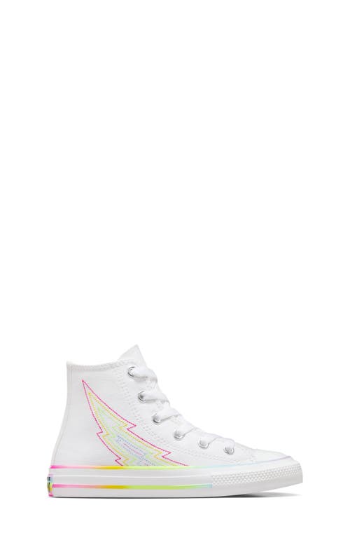 Shop Converse Kids' Pride Chuck Taylor® All Star® High Top Sneaker In White/white/chaos Fuschia