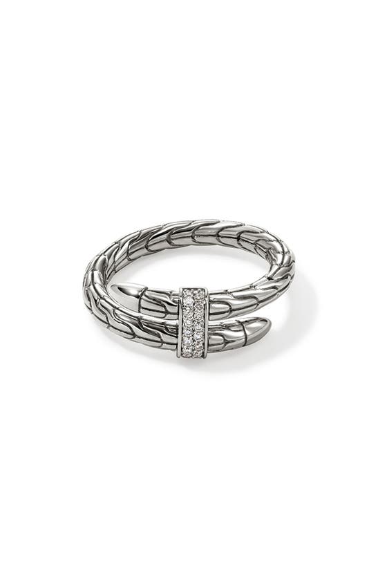 Shop John Hardy Spear Diamond Bypass Ring In Silver