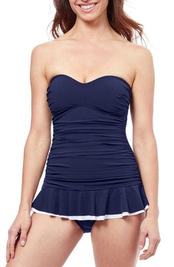 Profile By Gottex Skirted One-piece Swimsuit In Blue