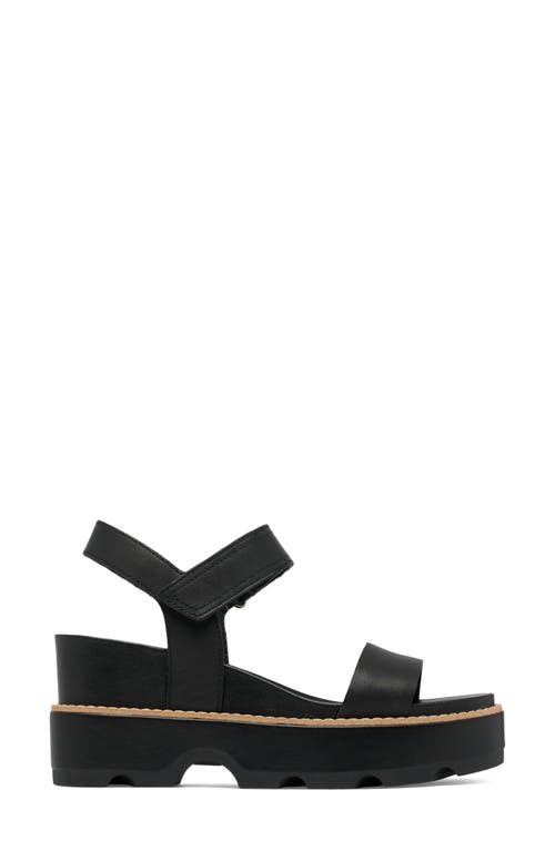 Shop Sorel Joanie Iv Y Strap Wedge Sandal In Black/sea Salt