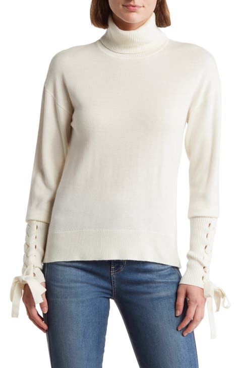 Walt Turtle Neck Long Lace-Up Sleeve Top