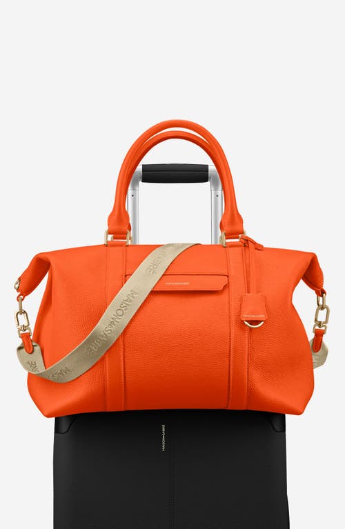 Maison De Sabre Maison De Sabré Large Leather Weekender Bag In Manhattan Orange