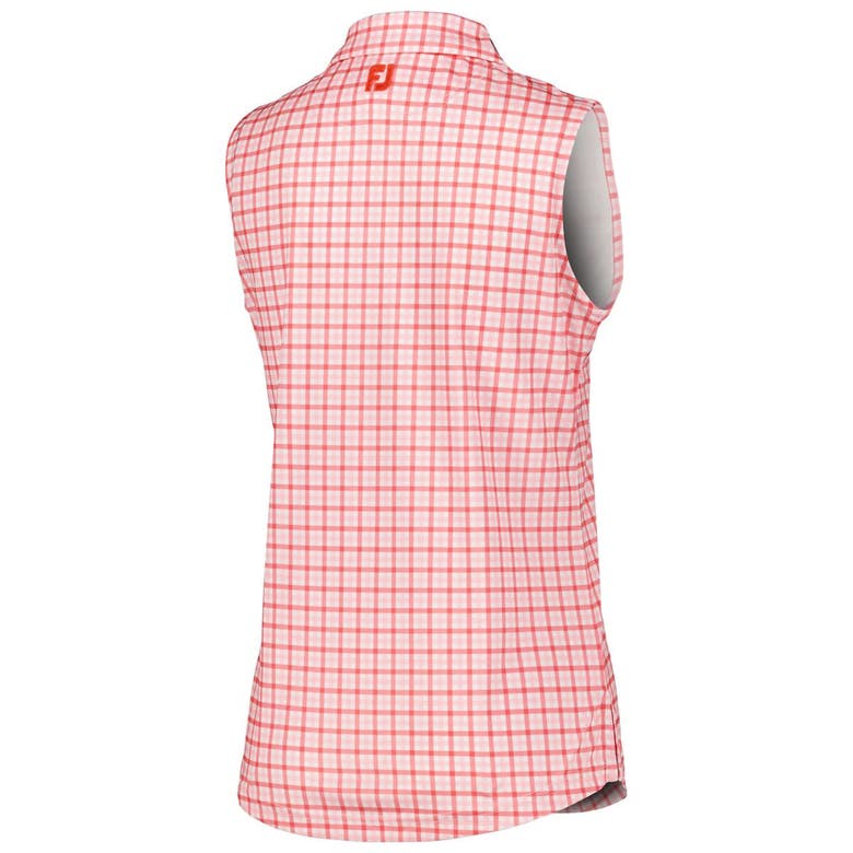 Shop Footjoy Pink The Players Gingham Sleeveless Polo