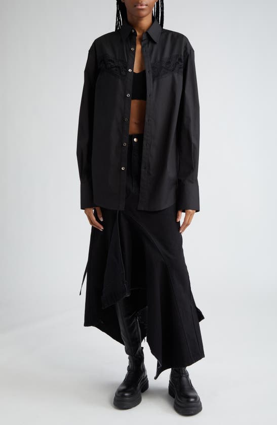 Shop Monse Deconstructed Denim Maxi Skirt In Black