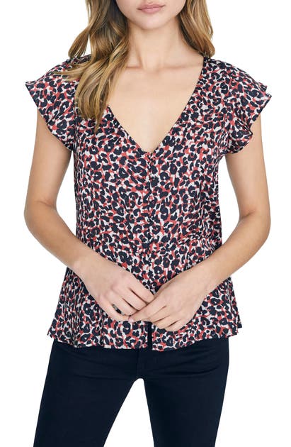Sanctuary Tops OVER THE MOON PEPLUM FLUTTER SLEEVE BLOUSE