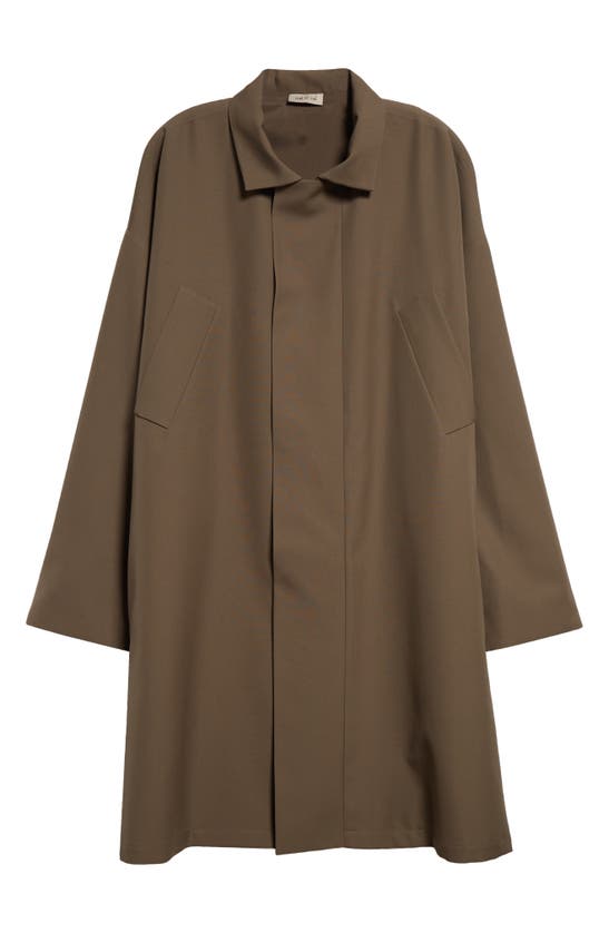 Fear Of God Virgin Wool Crepe Three-quarter Length Trench Coat In 206 - Wood