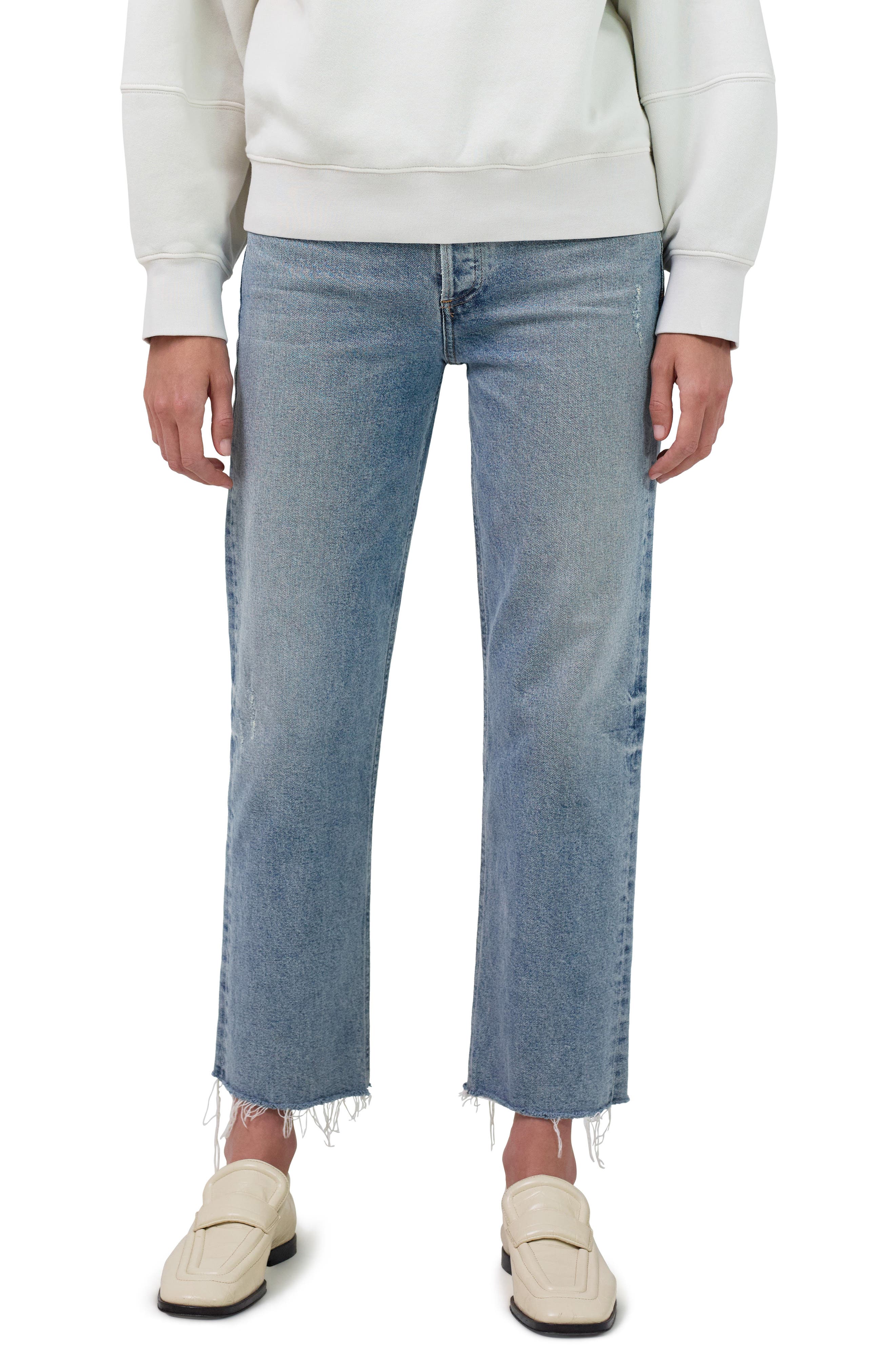 Citizens of Humanity Denim High-Rise Straight Jeans Florence in Blau Damen Bekleidung Jeans Jeans mit gerader Passform 
