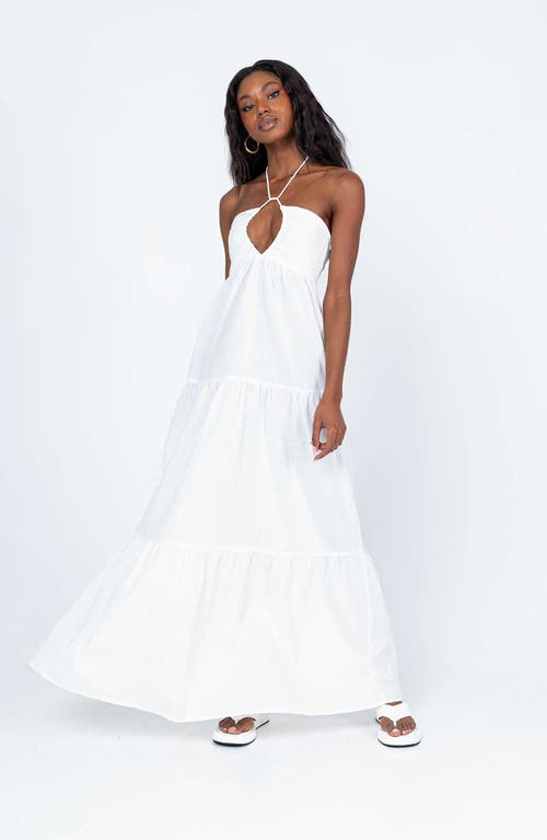 Princess Polly Lincoln Halter Cotton & Linen Maxi Dress In White