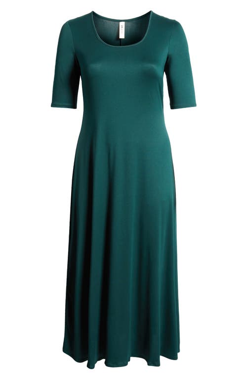 Shop 24seven Comfort Apparel Scoop Neck Jersey Maxi Dress In Hunter