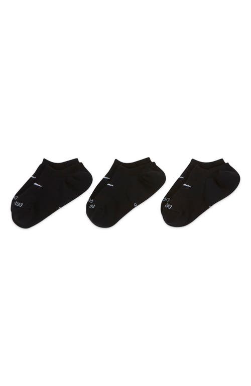 Nike 3-Pack Everyday Plus No-Show Socks in Black