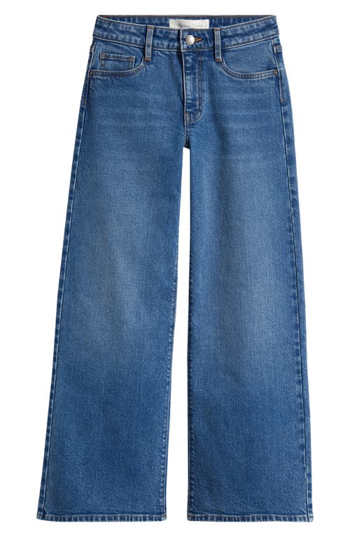 Shop Treasure & Bond Kids' Stretch Denim Wide Leg Jeans In Mid Indigo Wash