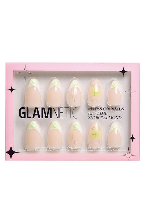 Short Almond Press-On Nails Set in Key Lime