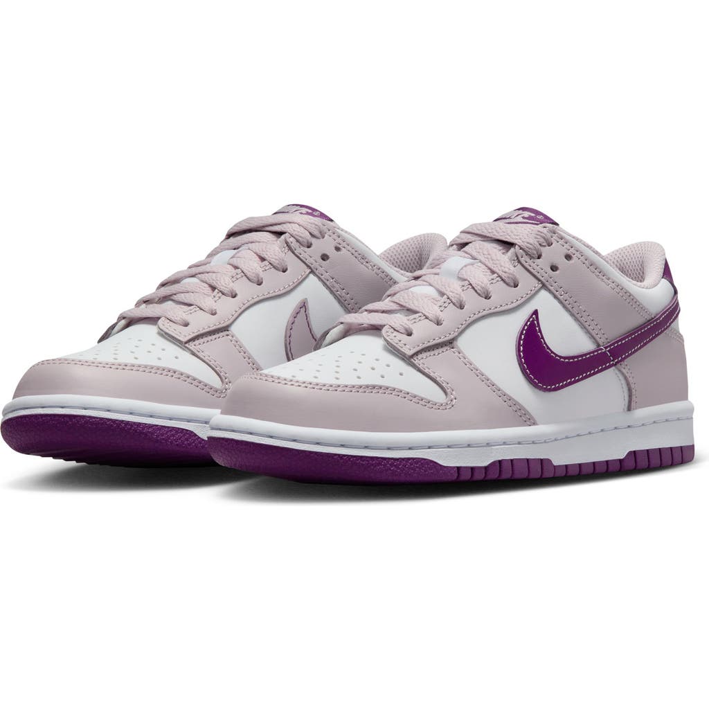 Nike Kids' Dunk Low Basketball Sneaker In White/viotech/violet