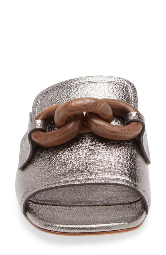 Pedro Garcia Enna Slide Sandal In Steel Petitgrain Lame