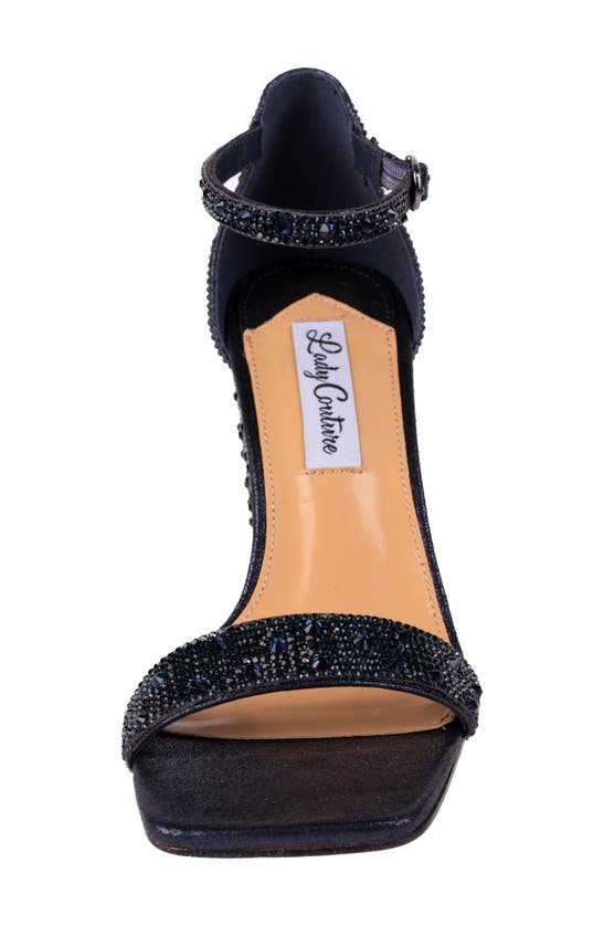 Shop Lady Couture Kloe Crystal Embellished Wedge Sandal In Navy