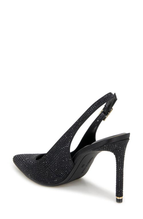 Kenneth Cole Quinnly Crystal Slingback Pointed Toe Pump In Black Satin