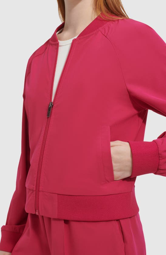Shop Andrew Marc Stretch Zip-up Jacket In Dragon Fruit