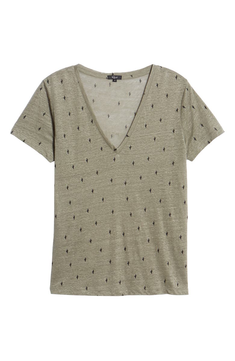 Rails Cara V-Neck Slub Knit Tee, Alternate, color, Sage Black Cactus