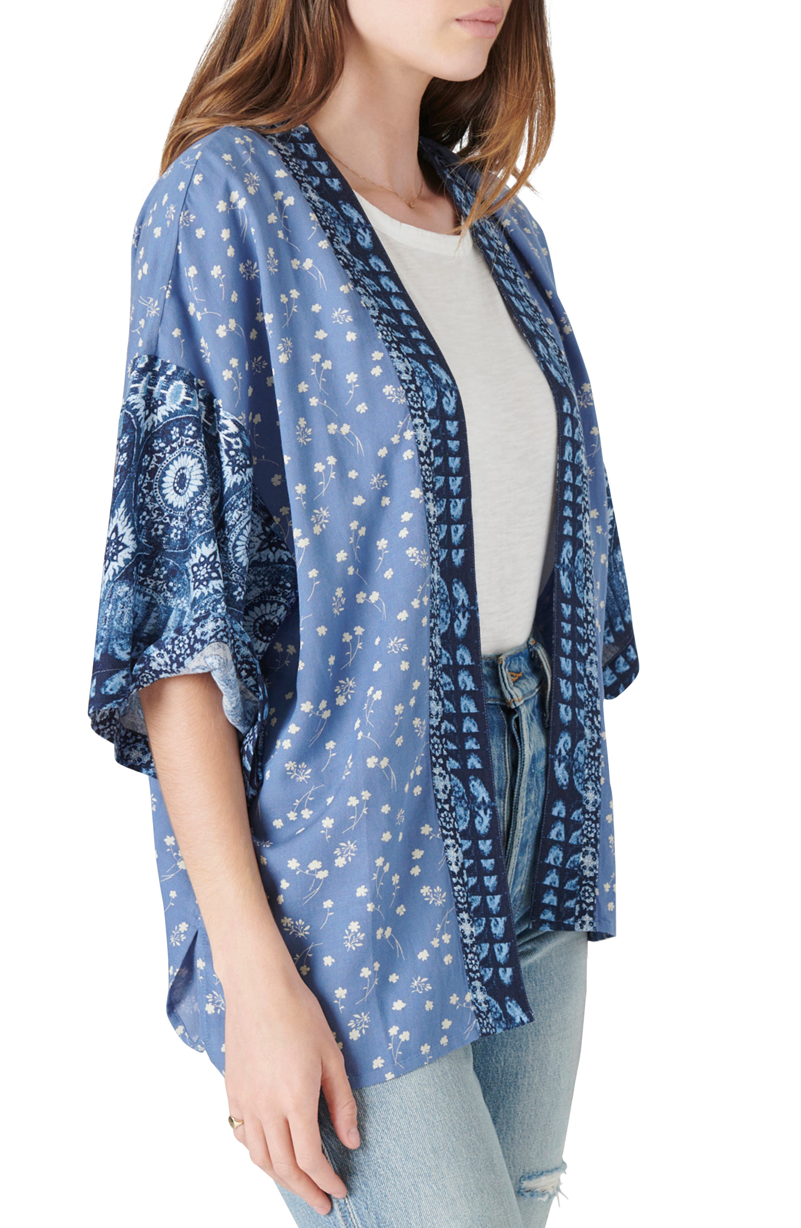 floral open front cardigan