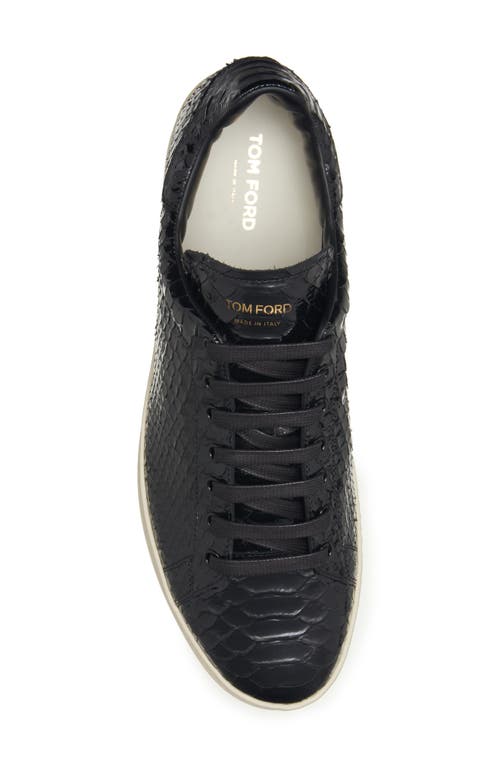 Shop Tom Ford Warwick Python Embossed Low Top Sneaker In Black/cream