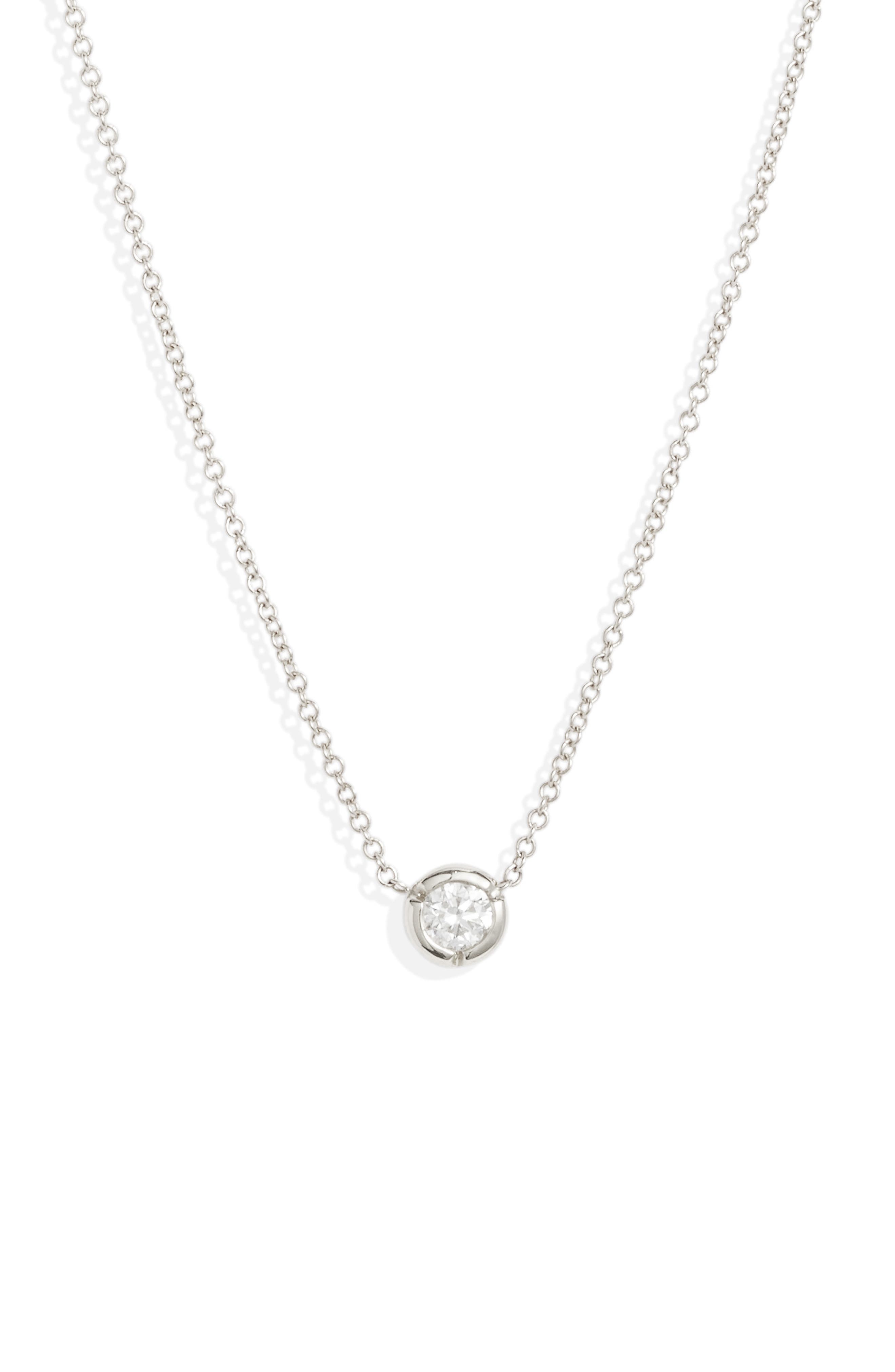 Bony Levy Small Bezel Diamond Solitaire Necklace (Nordstrom Exclusive