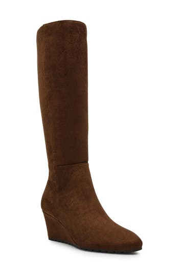 Anne Klein Kennedy Knee High Boot In Brown Microsuede