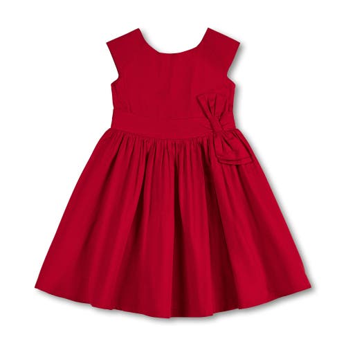 Shop Hope & Henry Baby Girls' Organic Cap Sleeve Party Dress With Bow Sash, Infant In Red Sateen