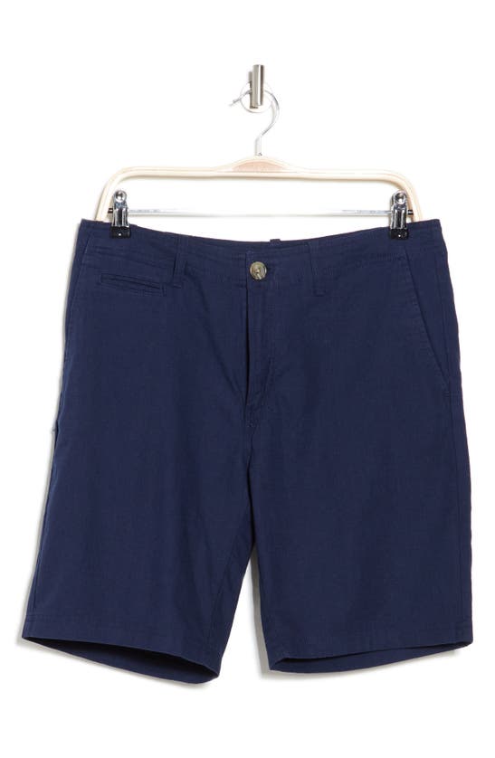 Shop 14th & Union Linen Blend Trim Fit Shorts In Navy Maritime