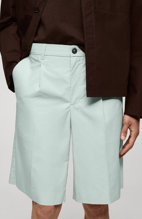 Shop Mango Relaxed Fit Pleated Bermuda Shorts In Pastel Green